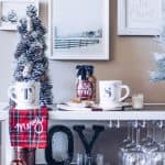 holiday bar cart, winter barcart decorations, how to style a winter christmas bar cart, swoozies holidays, gallery wall festive, pretty in the pines blog, nc lifestyle blog
