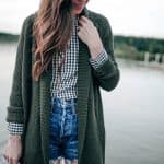 fall cardigan and flannel shirt pretty in the pines