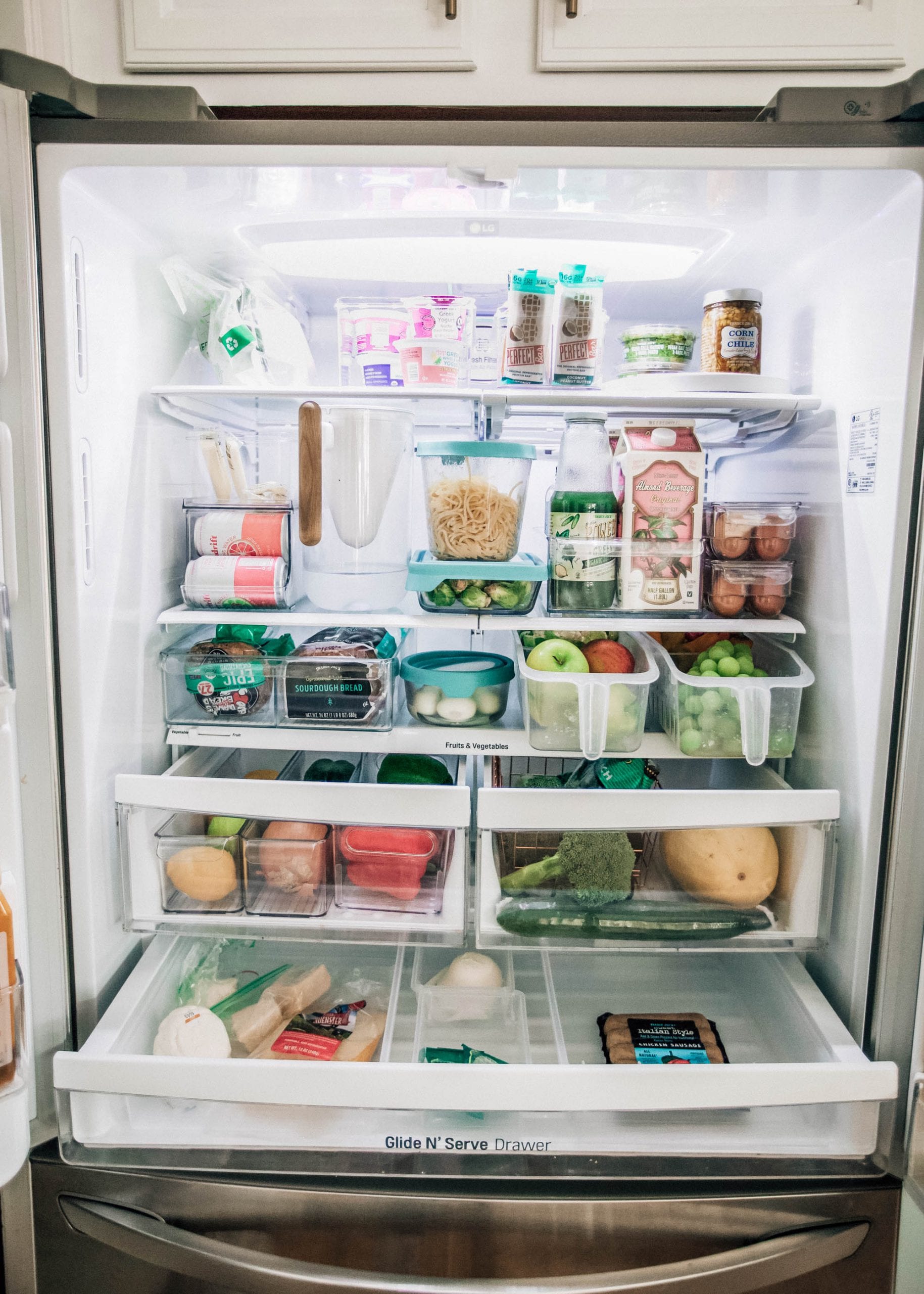 organizing fridge drawers